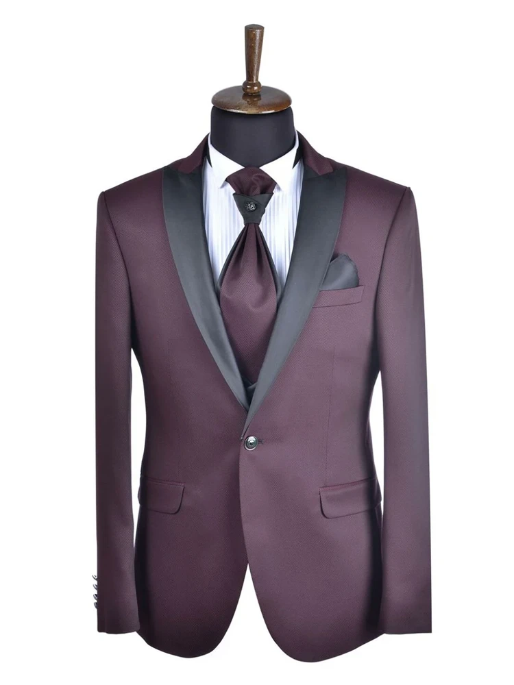 20090 Burgundy Slim Fit 3 Piece Tuxedo Suit